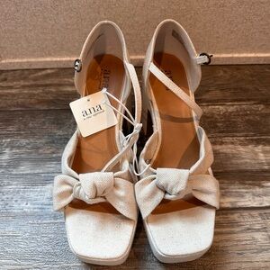 Ana Cream Bow Wedge Sandals